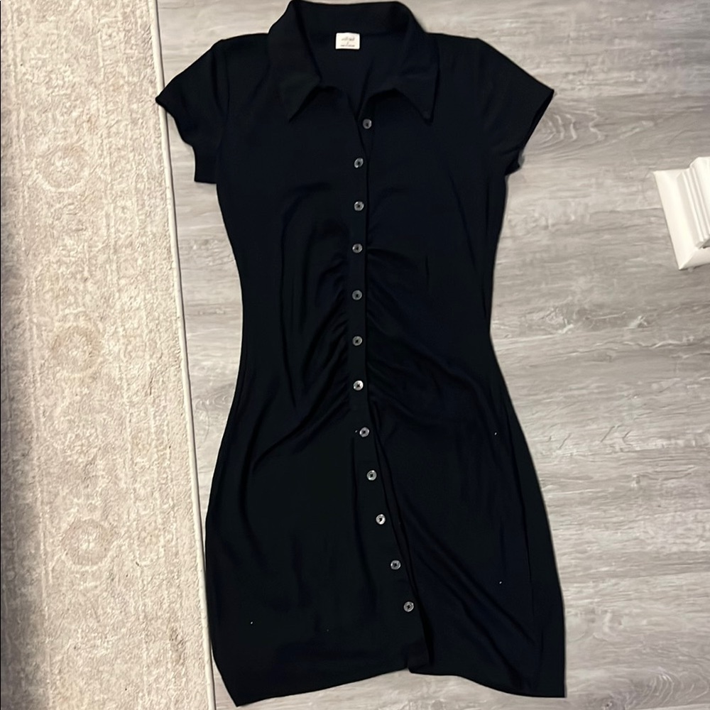 Elegant Black Button-Down Dress